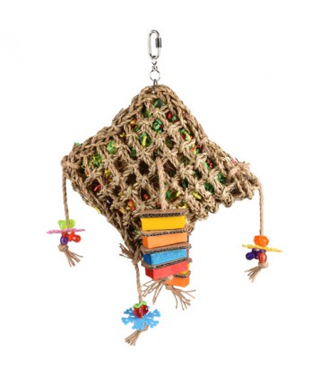 Vogelspeelgoed net vierkant Multi-color 28x10x45 cm